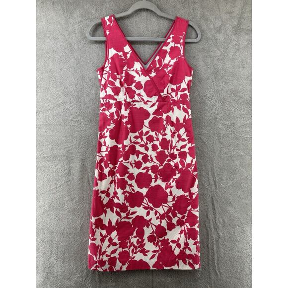 Boden Dress 4R Floral Pink Sheath V-Neck Sleeveless Midi Preppy Beach Resort - Picture 1 of 16